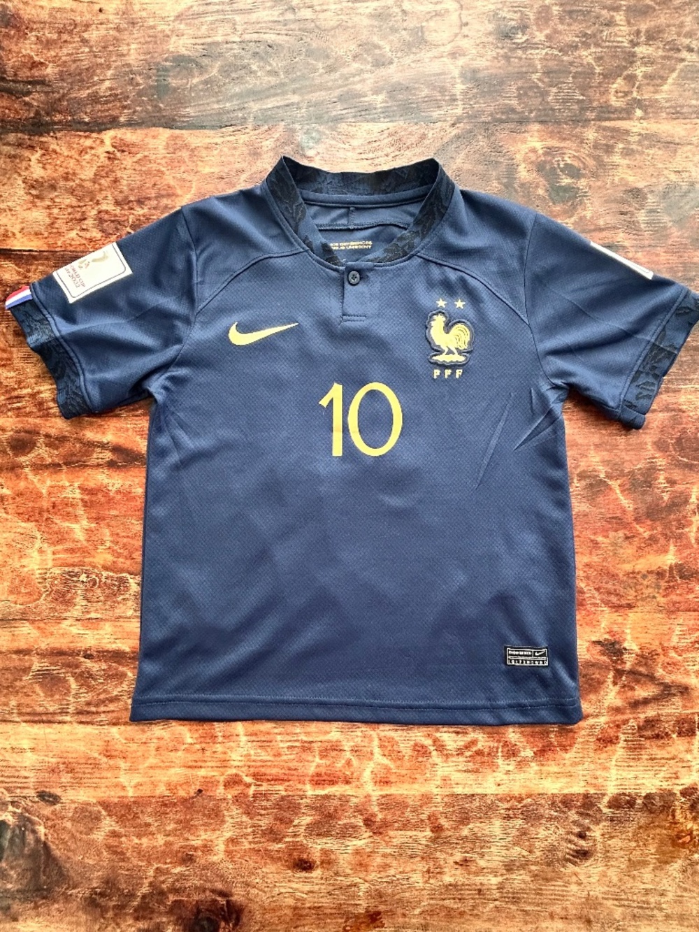 Nike France 2022/23 World Cup Home Jersey Mbappe #10 Youth Size 22